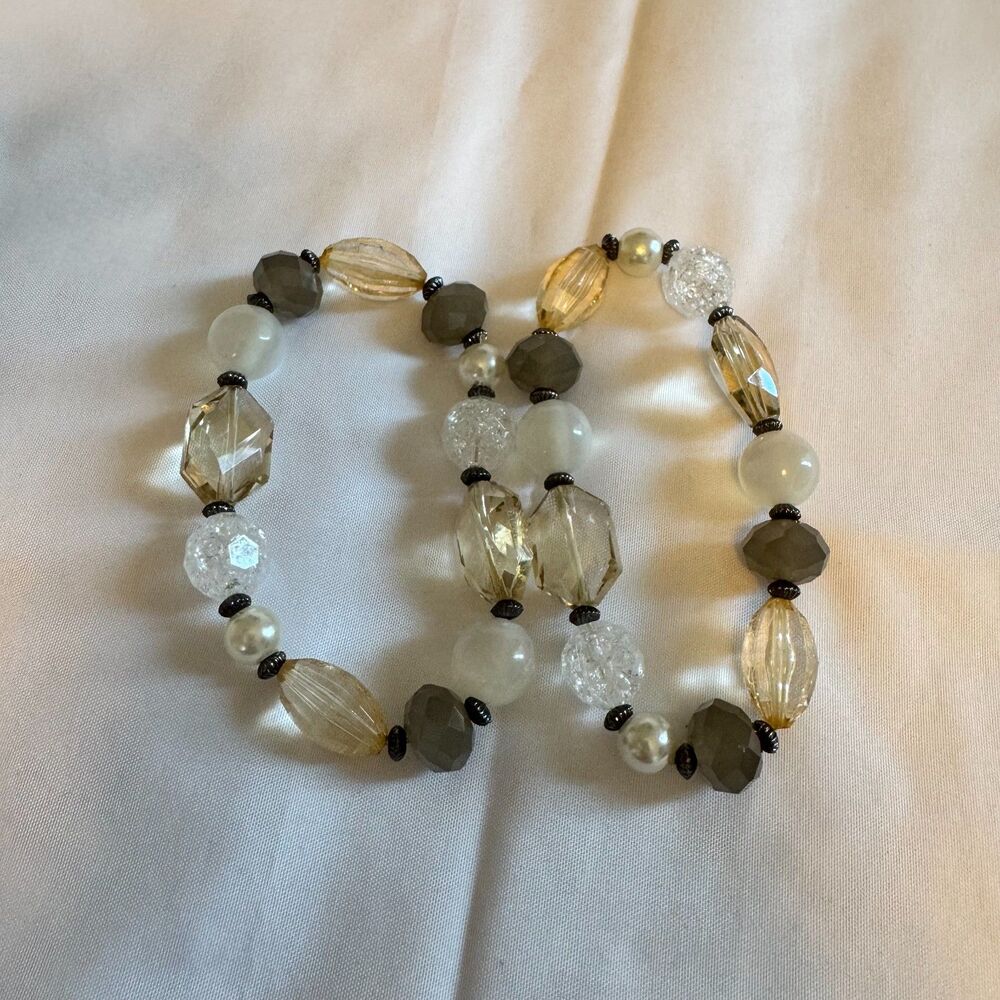 Set of 2 Elegant Beaded Bracelet Set